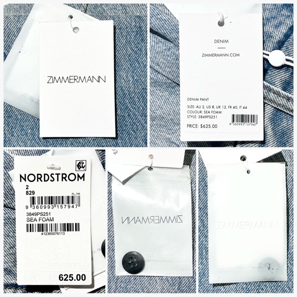 Zimmermann Pleated Wide Leg Jeans Sea Foam Blue AU 2 4 US 8 12 NWT Denim - Picture 9 of 17